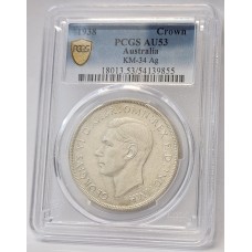AUSTRALIA 1938 . CROWN . PCGS AU53